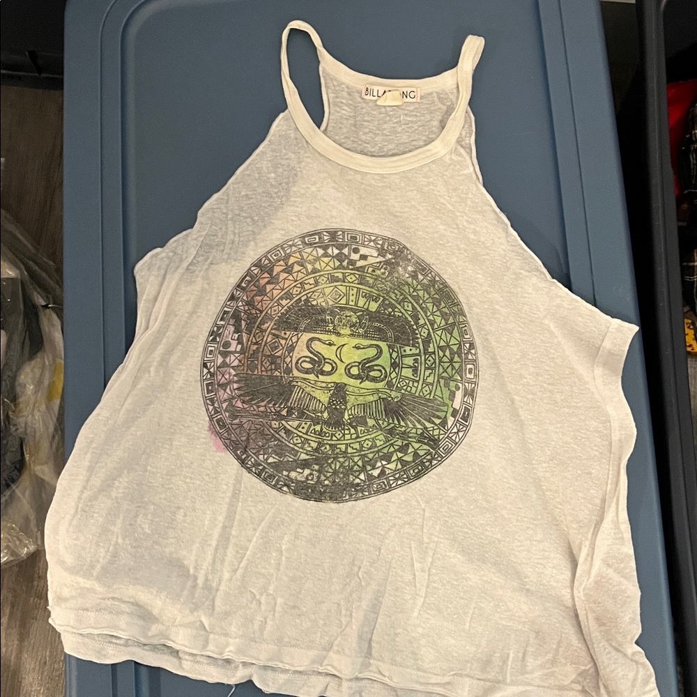 Billabong White Tank with Circular Graphic